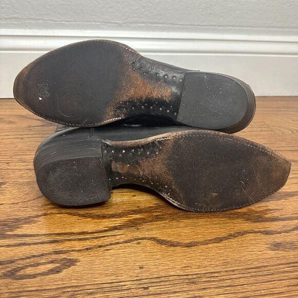 Vintage Justin Boots 11B Black Leather Cowboy Western Boots Style 5540 80s - Picture 6 of 12